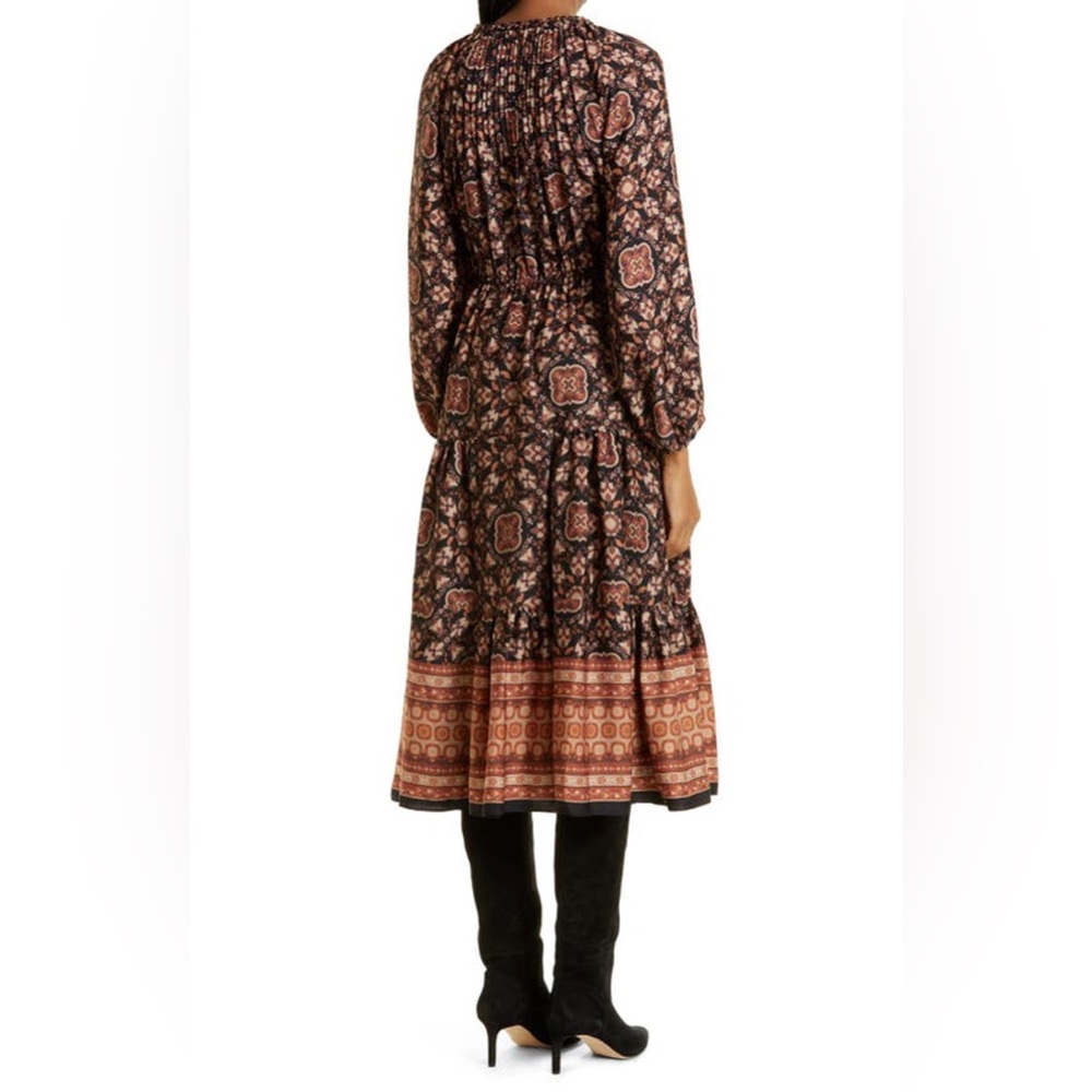 ANDREA FLORAL PRINT LONG SLEEVE MIDI DRESS IN BLACK MULTI - Picture 4 of 8